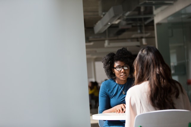 two people in an interview